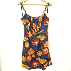 Maeve Anthropologie mini dress with spaghetti straps & open  back, silk/cotton